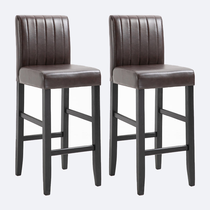 Contemporary Leather Solid Wood Barstool Bristol Bar Stool with Low Back Dark Wood 2 Piece Set Clearhalo 'Bar Furniture' 'Bar Stools' 'bar_stools' 'furn' 'furn_bar_stools' 'furniture_bar_stools' 'Kitchen & Dining Furniture' 'kitchen&dining_furn' 'kitchen' 'kitchen_furn' Furniture' 4537224
