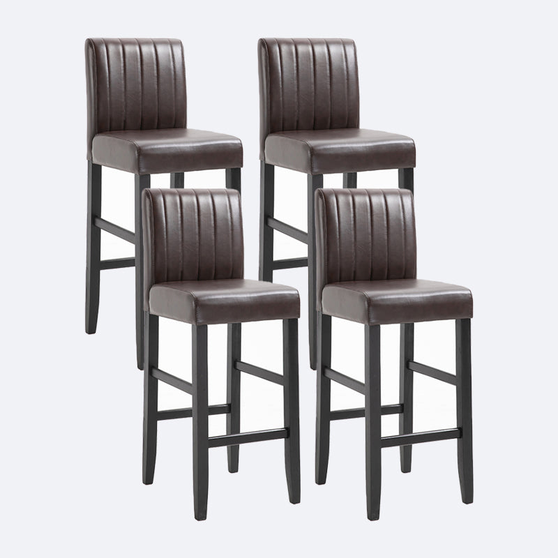 Contemporary Leather Solid Wood Barstool Bristol Bar Stool with Low Back Dark Wood 4 Piece Set Clearhalo 'Bar Furniture' 'Bar Stools' 'bar_stools' 'furn' 'furn_bar_stools' 'furniture_bar_stools' 'Kitchen & Dining Furniture' 'kitchen&dining_furn' 'kitchen' 'kitchen_furn' Furniture' 4537225