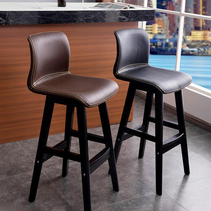 Contemporary Leather Solid Wood Barstools Bristol Bar Stool with Low Back Clearhalo 'Bar Furniture' 'Bar Stools' 'bar_stools' 'furn' 'furn_bar_stools' 'furniture_bar_stools' 'Kitchen & Dining Furniture' 'kitchen&dining_furn' 'kitchen' 'kitchen_furn' Furniture' 4537243