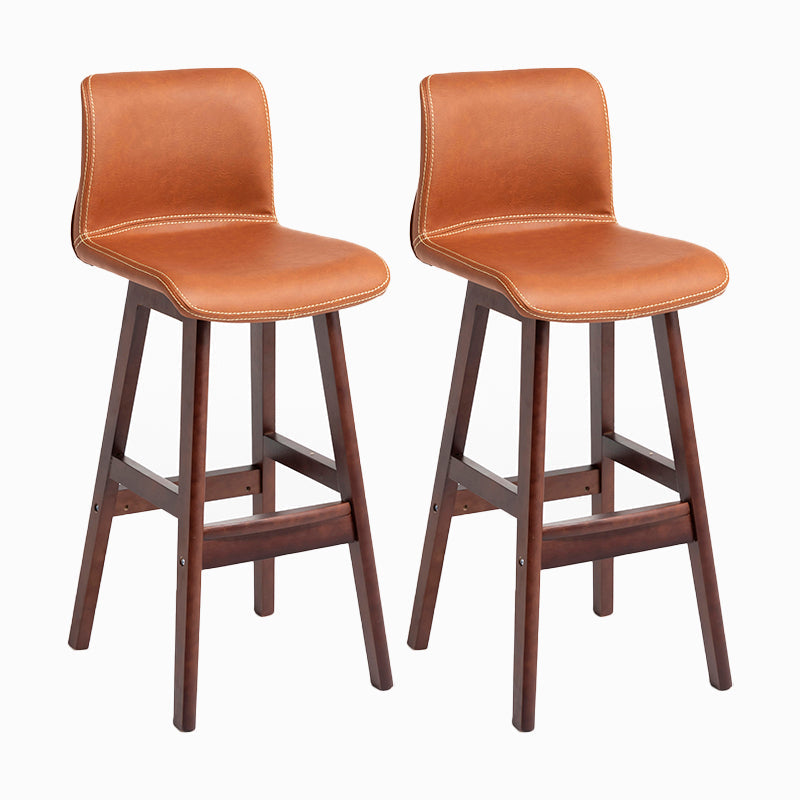 Contemporary Leather Solid Wood Barstools Bristol Bar Stool with Low Back Light Brown Brown 2 Piece Set Clearhalo 'Bar Furniture' 'Bar Stools' 'bar_stools' 'furn' 'furn_bar_stools' 'furniture_bar_stools' 'Kitchen & Dining Furniture' 'kitchen&dining_furn' 'kitchen' 'kitchen_furn' Furniture' 4537246