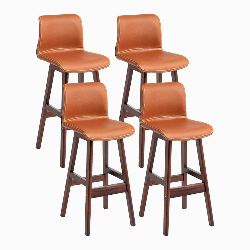 Contemporary Leather Solid Wood Barstools Bristol Bar Stool with Low Back Light Brown Brown 4 Piece Set Clearhalo 'Bar Furniture' 'Bar Stools' 'bar_stools' 'furn' 'furn_bar_stools' 'furniture_bar_stools' 'Kitchen & Dining Furniture' 'kitchen&dining_furn' 'kitchen' 'kitchen_furn' Furniture' 4537248
