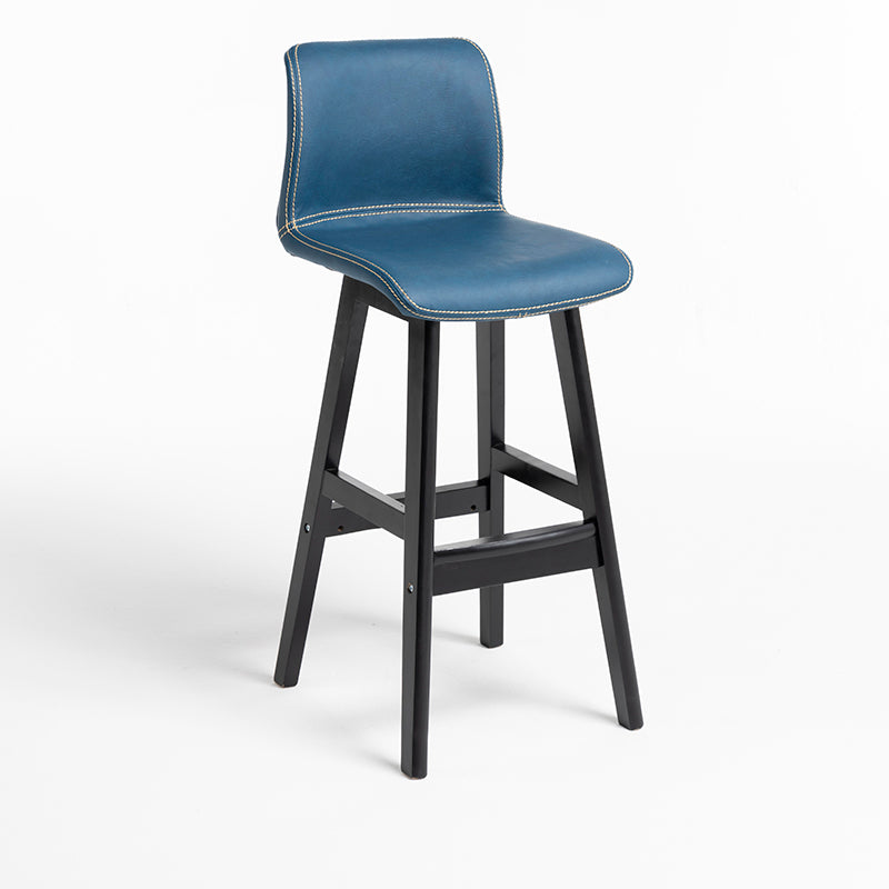 Contemporary Leather Solid Wood Barstools Bristol Bar Stool with Low Back Royal Blue Black 1 Piece Clearhalo 'Bar Furniture' 'Bar Stools' 'bar_stools' 'furn' 'furn_bar_stools' 'furniture_bar_stools' 'Kitchen & Dining Furniture' 'kitchen&dining_furn' 'kitchen' 'kitchen_furn' Furniture' 4537249