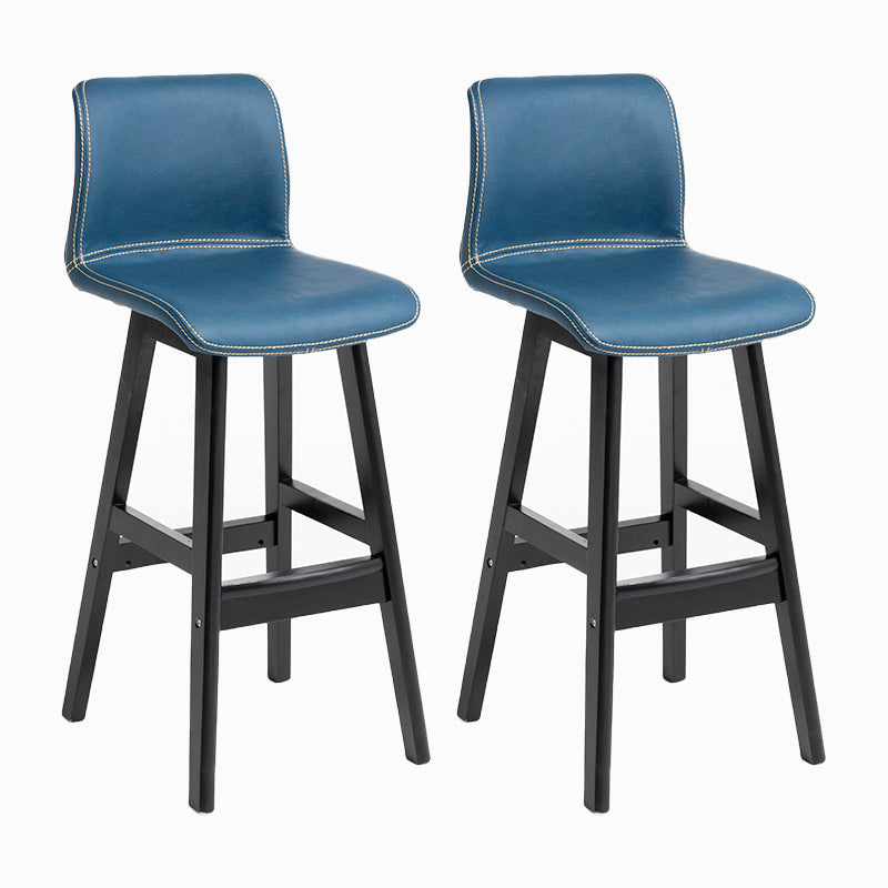 Contemporary Leather Solid Wood Barstools Bristol Bar Stool with Low Back Royal Blue Black 2 Piece Set Clearhalo 'Bar Furniture' 'Bar Stools' 'bar_stools' 'furn' 'furn_bar_stools' 'furniture_bar_stools' 'Kitchen & Dining Furniture' 'kitchen&dining_furn' 'kitchen' 'kitchen_furn' Furniture' 4537251