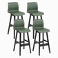 Contemporary Leather Solid Wood Barstools Bristol Bar Stool with Low Back Blackish Green Black 4 Piece Set Clearhalo 'Bar Furniture' 'Bar Stools' 'bar_stools' 'furn' 'furn_bar_stools' 'furniture_bar_stools' 'Kitchen & Dining Furniture' 'kitchen&dining_furn' 'kitchen' 'kitchen_furn' Furniture' 4537260