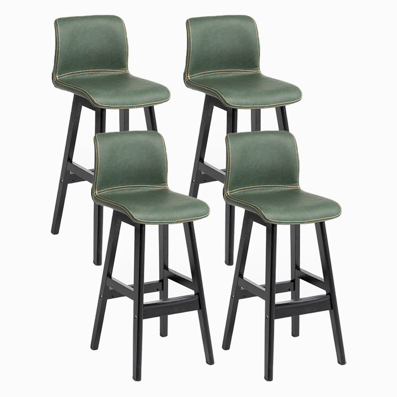 Contemporary Leather Solid Wood Barstools Bristol Bar Stool with Low Back Blackish Green Black 4 Piece Set Clearhalo 'Bar Furniture' 'Bar Stools' 'bar_stools' 'furn' 'furn_bar_stools' 'furniture_bar_stools' 'Kitchen & Dining Furniture' 'kitchen&dining_furn' 'kitchen' 'kitchen_furn' Furniture' 4537260