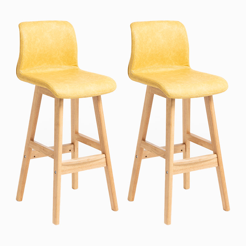 Contemporary Leather Solid Wood Barstools Bristol Bar Stool with Low Back Yellow Wood 2 Piece Set Clearhalo 'Bar Furniture' 'Bar Stools' 'bar_stools' 'furn' 'furn_bar_stools' 'furniture_bar_stools' 'Kitchen & Dining Furniture' 'kitchen&dining_furn' 'kitchen' 'kitchen_furn' Furniture' 4537264