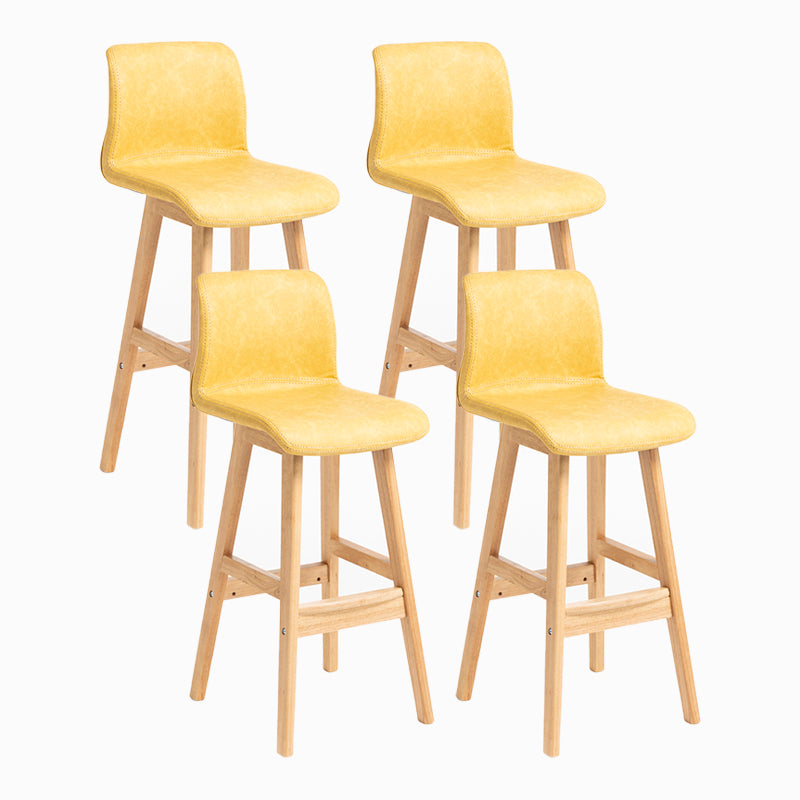 Contemporary Leather Solid Wood Barstools Bristol Bar Stool with Low Back Yellow Wood 4 Piece Set Clearhalo 'Bar Furniture' 'Bar Stools' 'bar_stools' 'furn' 'furn_bar_stools' 'furniture_bar_stools' 'Kitchen & Dining Furniture' 'kitchen&dining_furn' 'kitchen' 'kitchen_furn' Furniture' 4537265