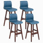 Contemporary Leather Solid Wood Barstools Bristol Bar Stool with Low Back Royal Blue Brown 4 Piece Set Clearhalo 'Bar Furniture' 'Bar Stools' 'bar_stools' 'furn' 'furn_bar_stools' 'furniture_bar_stools' 'Kitchen & Dining Furniture' 'kitchen&dining_furn' 'kitchen' 'kitchen_furn' Furniture' 4537269