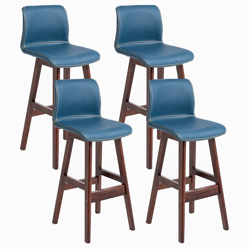 Contemporary Leather Solid Wood Barstools Bristol Bar Stool with Low Back Royal Blue Brown 4 Piece Set Clearhalo 'Bar Furniture' 'Bar Stools' 'bar_stools' 'furn' 'furn_bar_stools' 'furniture_bar_stools' 'Kitchen & Dining Furniture' 'kitchen&dining_furn' 'kitchen' 'kitchen_furn' Furniture' 4537269