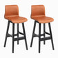 Contemporary Leather Solid Wood Barstools Bristol Bar Stool with Low Back Light Brown Black 2 Piece Set Clearhalo 'Bar Furniture' 'Bar Stools' 'bar_stools' 'furn' 'furn_bar_stools' 'furniture_bar_stools' 'Kitchen & Dining Furniture' 'kitchen&dining_furn' 'kitchen' 'kitchen_furn' Furniture' 4537271