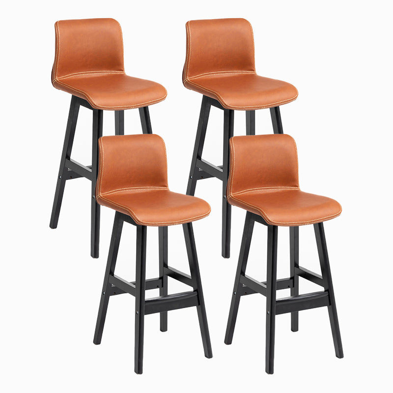 Contemporary Leather Solid Wood Barstools Bristol Bar Stool with Low Back Light Brown Black 4 Piece Set Clearhalo 'Bar Furniture' 'Bar Stools' 'bar_stools' 'furn' 'furn_bar_stools' 'furniture_bar_stools' 'Kitchen & Dining Furniture' 'kitchen&dining_furn' 'kitchen' 'kitchen_furn' Furniture' 4537272