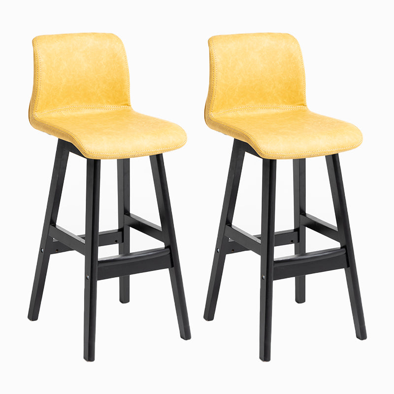Contemporary Leather Solid Wood Barstools Bristol Bar Stool with Low Back Yellow Black 2 Piece Set Clearhalo 'Bar Furniture' 'Bar Stools' 'bar_stools' 'furn' 'furn_bar_stools' 'furniture_bar_stools' 'Kitchen & Dining Furniture' 'kitchen&dining_furn' 'kitchen' 'kitchen_furn' Furniture' 4537274