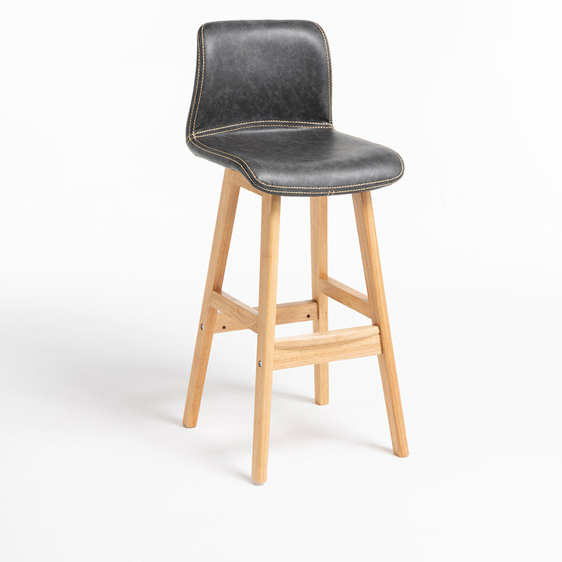 Contemporary Leather Solid Wood Barstools Bristol Bar Stool with Low Back Grey Wood 1 Piece Clearhalo 'Bar Furniture' 'Bar Stools' 'bar_stools' 'furn' 'furn_bar_stools' 'furniture_bar_stools' 'Kitchen & Dining Furniture' 'kitchen&dining_furn' 'kitchen' 'kitchen_furn' Furniture' 4537276