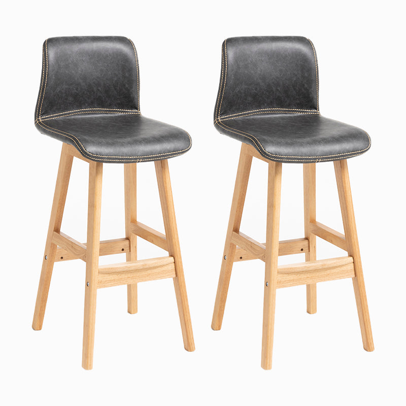 Contemporary Leather Solid Wood Barstools Bristol Bar Stool with Low Back Grey Wood 2 Piece Set Clearhalo 'Bar Furniture' 'Bar Stools' 'bar_stools' 'furn' 'furn_bar_stools' 'furniture_bar_stools' 'Kitchen & Dining Furniture' 'kitchen&dining_furn' 'kitchen' 'kitchen_furn' Furniture' 4537277
