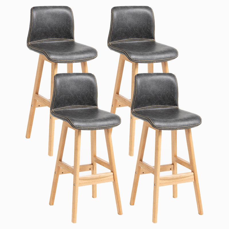 Contemporary Leather Solid Wood Barstools Bristol Bar Stool with Low Back Grey Wood 4 Piece Set Clearhalo 'Bar Furniture' 'Bar Stools' 'bar_stools' 'furn' 'furn_bar_stools' 'furniture_bar_stools' 'Kitchen & Dining Furniture' 'kitchen&dining_furn' 'kitchen' 'kitchen_furn' Furniture' 4537278