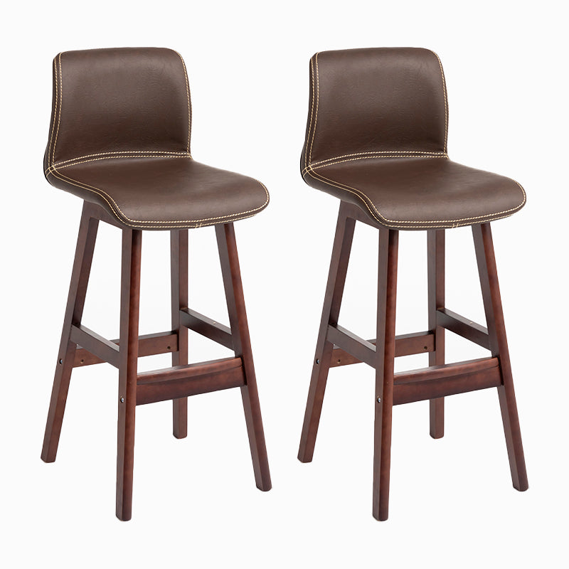 Contemporary Leather Solid Wood Barstools Bristol Bar Stool with Low Back Coffee Brown 2 Piece Set Clearhalo 'Bar Furniture' 'Bar Stools' 'bar_stools' 'furn' 'furn_bar_stools' 'furniture_bar_stools' 'Kitchen & Dining Furniture' 'kitchen&dining_furn' 'kitchen' 'kitchen_furn' Furniture' 4537280