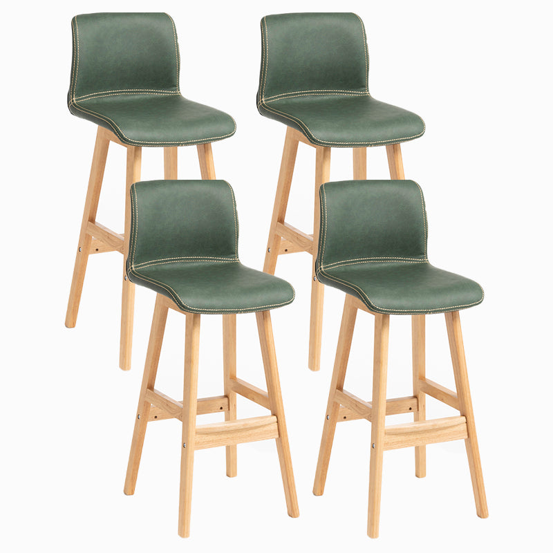 Contemporary Leather Solid Wood Barstools Bristol Bar Stool with Low Back Blackish Green Wood 4 Piece Set Clearhalo 'Bar Furniture' 'Bar Stools' 'bar_stools' 'furn' 'furn_bar_stools' 'furniture_bar_stools' 'Kitchen & Dining Furniture' 'kitchen&dining_furn' 'kitchen' 'kitchen_furn' Furniture' 4537284
