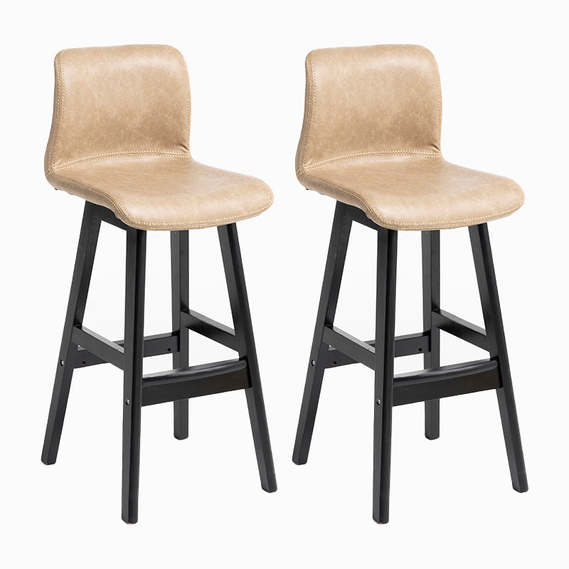 Contemporary Leather Solid Wood Barstools Bristol Bar Stool with Low Back Khaki Black 2 Piece Set Clearhalo 'Bar Furniture' 'Bar Stools' 'bar_stools' 'furn' 'furn_bar_stools' 'furniture_bar_stools' 'Kitchen & Dining Furniture' 'kitchen&dining_furn' 'kitchen' 'kitchen_furn' Furniture' 4537286