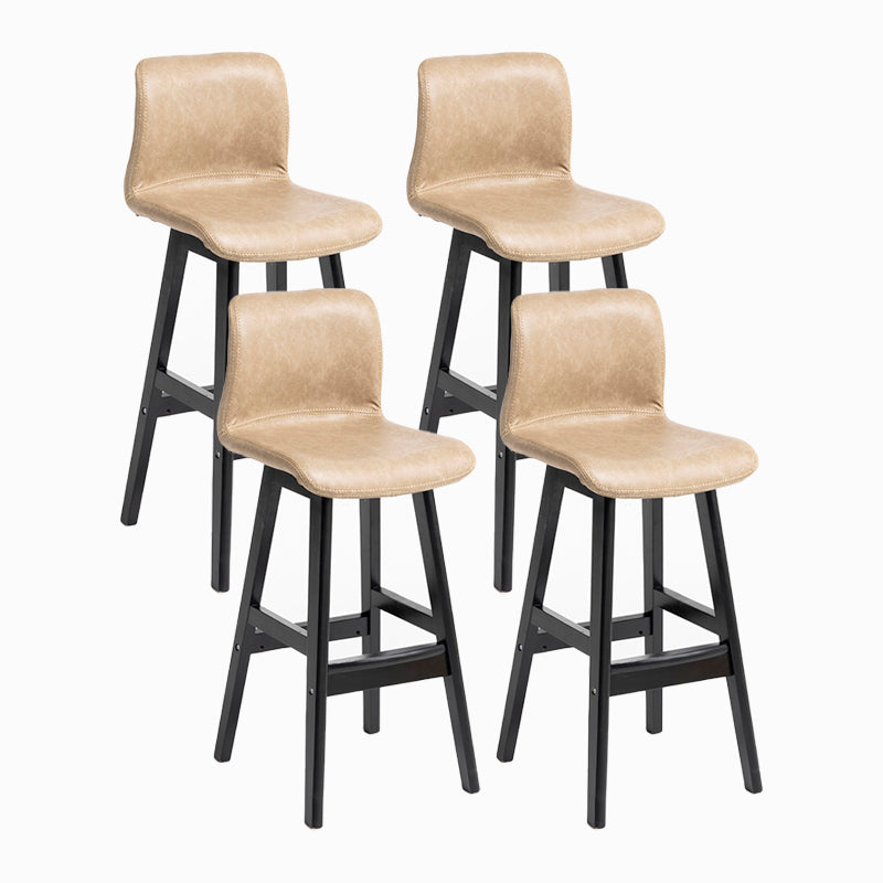 Contemporary Leather Solid Wood Barstools Bristol Bar Stool with Low Back Khaki Black 4 Piece Set Clearhalo 'Bar Furniture' 'Bar Stools' 'bar_stools' 'furn' 'furn_bar_stools' 'furniture_bar_stools' 'Kitchen & Dining Furniture' 'kitchen&dining_furn' 'kitchen' 'kitchen_furn' Furniture' 4537287