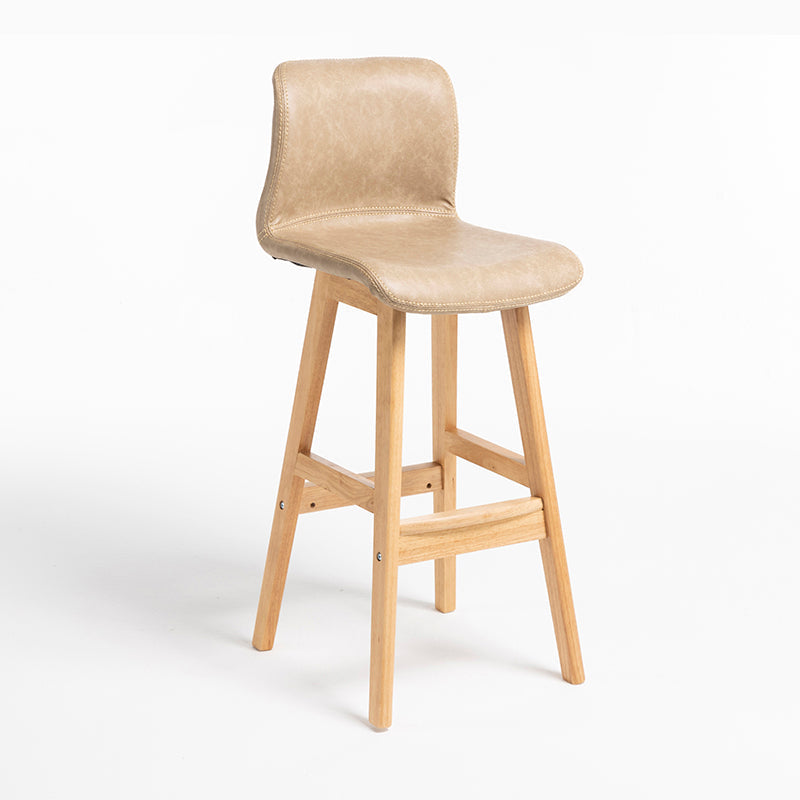 Contemporary Leather Solid Wood Barstools Bristol Bar Stool with Low Back Khaki Wood 1 Piece Clearhalo 'Bar Furniture' 'Bar Stools' 'bar_stools' 'furn' 'furn_bar_stools' 'furniture_bar_stools' 'Kitchen & Dining Furniture' 'kitchen&dining_furn' 'kitchen' 'kitchen_furn' Furniture' 4537288