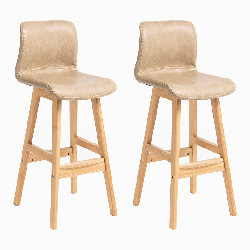 Contemporary Leather Solid Wood Barstools Bristol Bar Stool with Low Back Khaki Wood 2 Piece Set Clearhalo 'Bar Furniture' 'Bar Stools' 'bar_stools' 'furn' 'furn_bar_stools' 'furniture_bar_stools' 'Kitchen & Dining Furniture' 'kitchen&dining_furn' 'kitchen' 'kitchen_furn' Furniture' 4537289