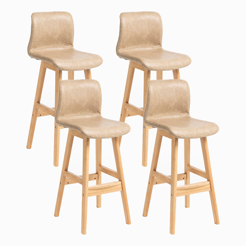 Contemporary Leather Solid Wood Barstools Bristol Bar Stool with Low Back Khaki Wood 4 Piece Set Clearhalo 'Bar Furniture' 'Bar Stools' 'bar_stools' 'furn' 'furn_bar_stools' 'furniture_bar_stools' 'Kitchen & Dining Furniture' 'kitchen&dining_furn' 'kitchen' 'kitchen_furn' Furniture' 4537290