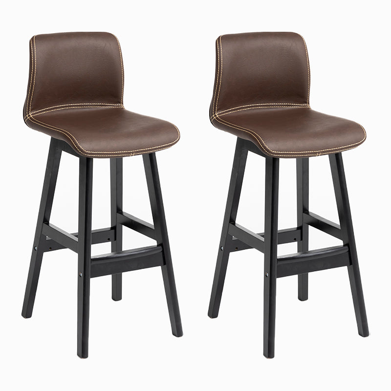Contemporary Leather Solid Wood Barstools Bristol Bar Stool with Low Back Coffee Black 2 Piece Set Clearhalo 'Bar Furniture' 'Bar Stools' 'bar_stools' 'furn' 'furn_bar_stools' 'furniture_bar_stools' 'Kitchen & Dining Furniture' 'kitchen&dining_furn' 'kitchen' 'kitchen_furn' Furniture' 4537292