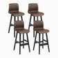Contemporary Leather Solid Wood Barstools Bristol Bar Stool with Low Back Coffee Black 4 Piece Set Clearhalo 'Bar Furniture' 'Bar Stools' 'bar_stools' 'furn' 'furn_bar_stools' 'furniture_bar_stools' 'Kitchen & Dining Furniture' 'kitchen&dining_furn' 'kitchen' 'kitchen_furn' Furniture' 4537293