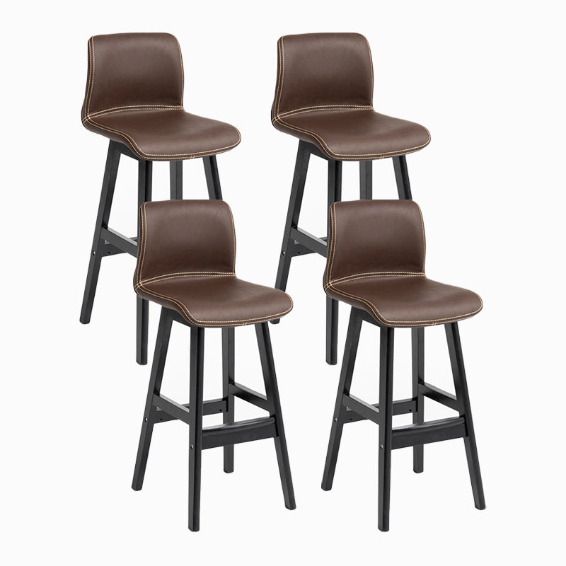 Contemporary Leather Solid Wood Barstools Bristol Bar Stool with Low Back Coffee Black 4 Piece Set Clearhalo 'Bar Furniture' 'Bar Stools' 'bar_stools' 'furn' 'furn_bar_stools' 'furniture_bar_stools' 'Kitchen & Dining Furniture' 'kitchen&dining_furn' 'kitchen' 'kitchen_furn' Furniture' 4537293