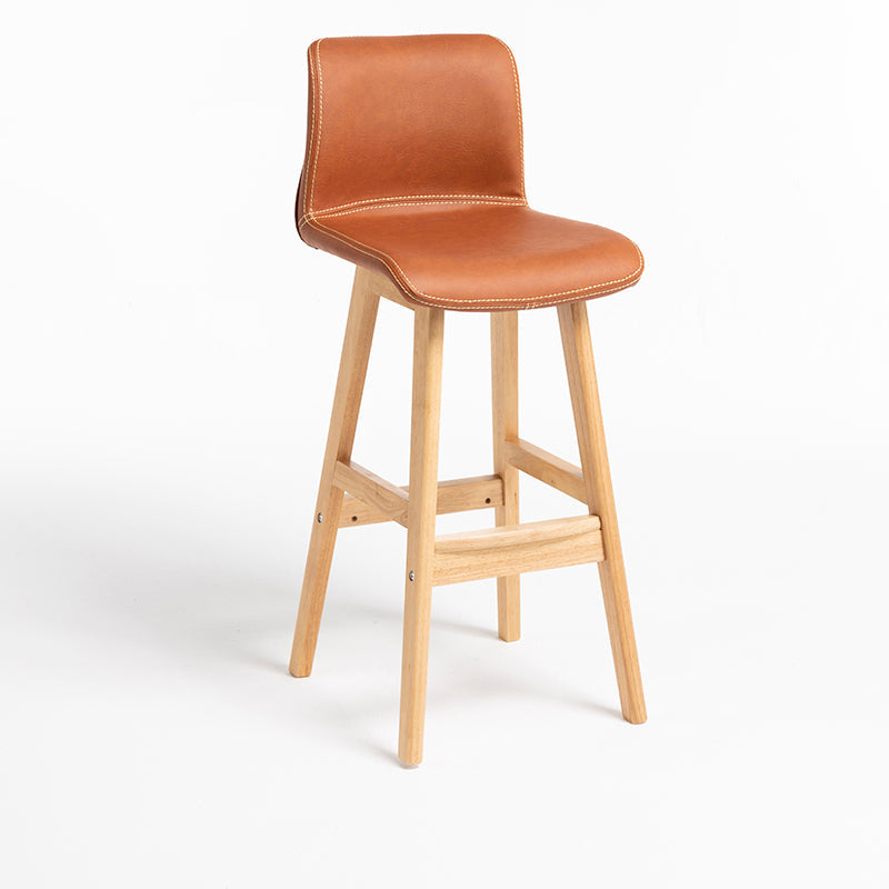 Contemporary Leather Solid Wood Barstools Bristol Bar Stool with Low Back Light Brown Wood 1 Piece Clearhalo 'Bar Furniture' 'Bar Stools' 'bar_stools' 'furn' 'furn_bar_stools' 'furniture_bar_stools' 'Kitchen & Dining Furniture' 'kitchen&dining_furn' 'kitchen' 'kitchen_furn' Furniture' 4537294