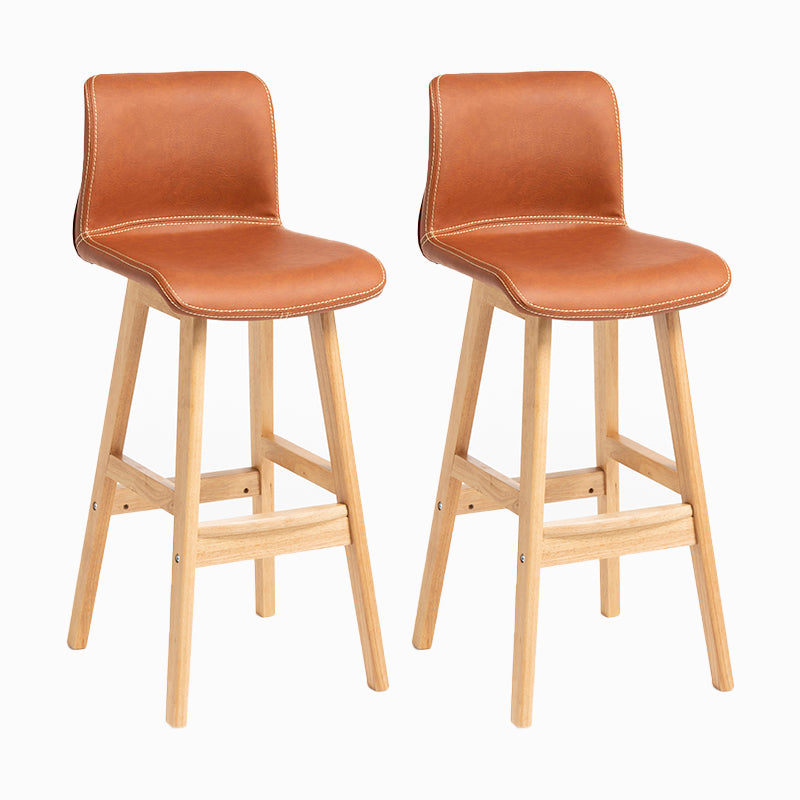 Contemporary Leather Solid Wood Barstools Bristol Bar Stool with Low Back Light Brown Wood 2 Piece Set Clearhalo 'Bar Furniture' 'Bar Stools' 'bar_stools' 'furn' 'furn_bar_stools' 'furniture_bar_stools' 'Kitchen & Dining Furniture' 'kitchen&dining_furn' 'kitchen' 'kitchen_furn' Furniture' 4537295