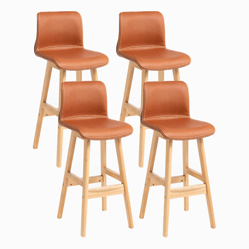 Contemporary Leather Solid Wood Barstools Bristol Bar Stool with Low Back Light Brown Wood 4 Piece Set Clearhalo 'Bar Furniture' 'Bar Stools' 'bar_stools' 'furn' 'furn_bar_stools' 'furniture_bar_stools' 'Kitchen & Dining Furniture' 'kitchen&dining_furn' 'kitchen' 'kitchen_furn' Furniture' 4537296