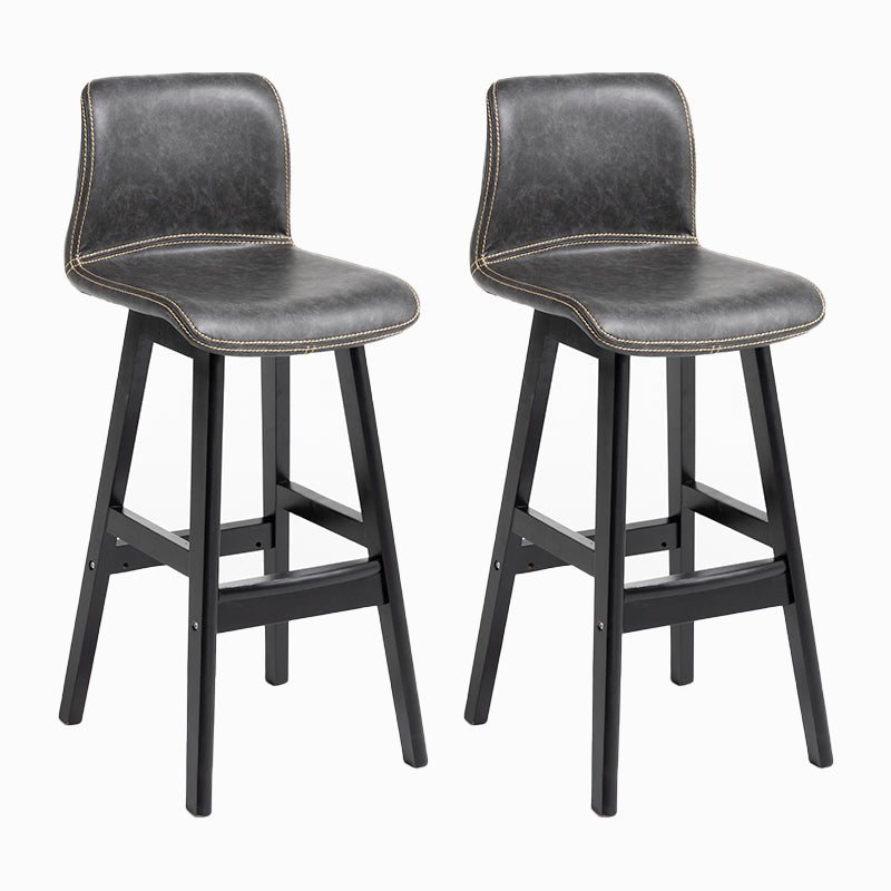 Contemporary Leather Solid Wood Barstools Bristol Bar Stool with Low Back Grey Black 2 Piece Set Clearhalo 'Bar Furniture' 'Bar Stools' 'bar_stools' 'furn' 'furn_bar_stools' 'furniture_bar_stools' 'Kitchen & Dining Furniture' 'kitchen&dining_furn' 'kitchen' 'kitchen_furn' Furniture' 4537298