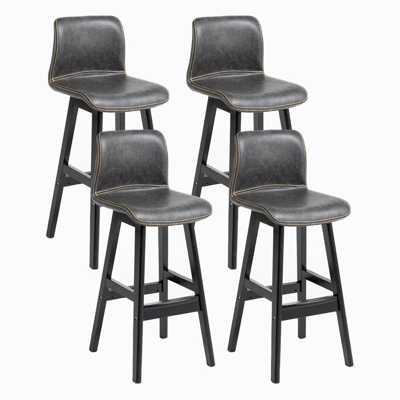 Contemporary Leather Solid Wood Barstools Bristol Bar Stool with Low Back Grey Black 4 Piece Set Clearhalo 'Bar Furniture' 'Bar Stools' 'bar_stools' 'furn' 'furn_bar_stools' 'furniture_bar_stools' 'Kitchen & Dining Furniture' 'kitchen&dining_furn' 'kitchen' 'kitchen_furn' Furniture' 4537299