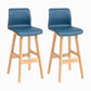Contemporary Leather Solid Wood Barstools Bristol Bar Stool with Low Back Royal Blue Wood 2 Piece Set Clearhalo 'Bar Furniture' 'Bar Stools' 'bar_stools' 'furn' 'furn_bar_stools' 'furniture_bar_stools' 'Kitchen & Dining Furniture' 'kitchen&dining_furn' 'kitchen' 'kitchen_furn' Furniture' 4537301