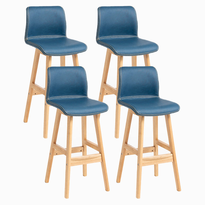 Contemporary Leather Solid Wood Barstools Bristol Bar Stool with Low Back Royal Blue Wood 4 Piece Set Clearhalo 'Bar Furniture' 'Bar Stools' 'bar_stools' 'furn' 'furn_bar_stools' 'furniture_bar_stools' 'Kitchen & Dining Furniture' 'kitchen&dining_furn' 'kitchen' 'kitchen_furn' Furniture' 4537302