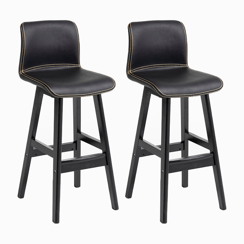 Contemporary Leather Solid Wood Barstools Bristol Bar Stool with Low Back Black Black 2 Piece Set Clearhalo 'Bar Furniture' 'Bar Stools' 'bar_stools' 'furn' 'furn_bar_stools' 'furniture_bar_stools' 'Kitchen & Dining Furniture' 'kitchen&dining_furn' 'kitchen' 'kitchen_furn' Furniture' 4537304