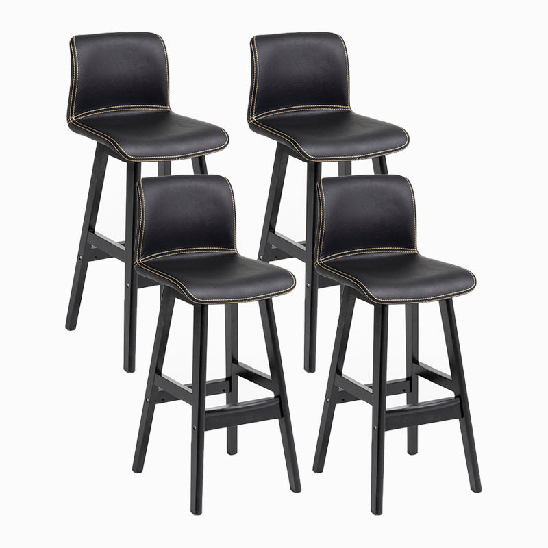 Contemporary Leather Solid Wood Barstools Bristol Bar Stool with Low Back Black Black 4 Piece Set Clearhalo 'Bar Furniture' 'Bar Stools' 'bar_stools' 'furn' 'furn_bar_stools' 'furniture_bar_stools' 'Kitchen & Dining Furniture' 'kitchen&dining_furn' 'kitchen' 'kitchen_furn' Furniture' 4537305