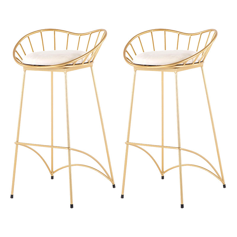 Modern Style Iron Bar Stool Low Back with Footrest Living Room Simple Bar Stool 30 Inches Gold 2 Piece Set Clearhalo 'Bar Furniture' 'Bar Stools' 'bar_stools' 'furn' 'furn_bar_stools' 'furniture_bar_stools' 'Kitchen & Dining Furniture' 'kitchen&dining_furn' 'kitchen' 'kitchen_furn' Furniture' 4537315