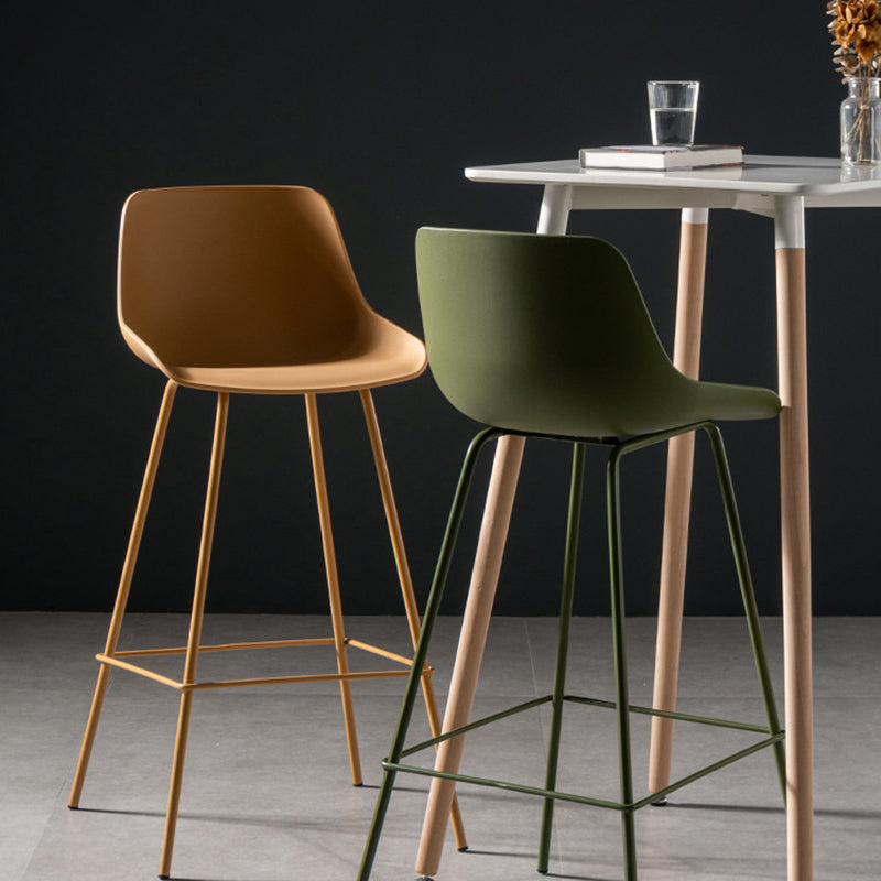 Modern Style Plastic Bar Stool Low Back and Footrest Milk Tea Shop Bar Stool 28 Inches Clearhalo 'Bar Furniture' 'Bar Stools' 'bar_stools' 'furn' 'furn_bar_stools' 'furniture_bar_stools' 'Kitchen & Dining Furniture' 'kitchen&dining_furn' 'kitchen' 'kitchen_furn' Furniture' 4537324