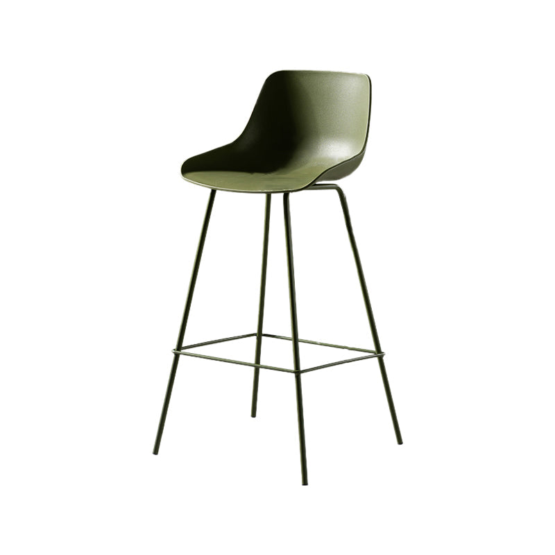 Modern Style Plastic Bar Stool Low Back and Footrest Milk Tea Shop Bar Stool 28 Inches Green 1 Piece Clearhalo 'Bar Furniture' 'Bar Stools' 'bar_stools' 'furn' 'furn_bar_stools' 'furniture_bar_stools' 'Kitchen & Dining Furniture' 'kitchen&dining_furn' 'kitchen' 'kitchen_furn' Furniture' 4537325