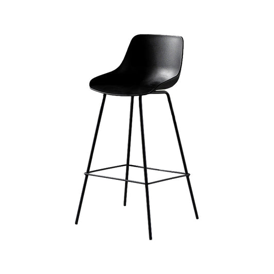 Modern Style Plastic Bar Stool Low Back and Footrest Milk Tea Shop Bar Stool 28 Inches Black 1 Piece