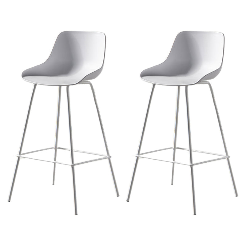 Modern Style Plastic Bar Stool Low Back and Footrest Milk Tea Shop Bar Stool 28 Inches White 2 Piece Set Clearhalo 'Bar Furniture' 'Bar Stools' 'bar_stools' 'furn' 'furn_bar_stools' 'furniture_bar_stools' 'Kitchen & Dining Furniture' 'kitchen&dining_furn' 'kitchen' 'kitchen_furn' Furniture' 4537338