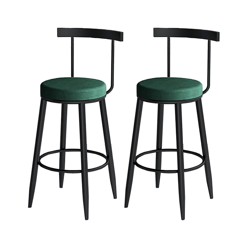 Modern Style Iron Bar Stool Low Back and Footrest Living Room Simple Bar Stool Green 2 Piece Set Clearhalo 'Bar Furniture' 'Bar Stools' 'bar_stools' 'furn' 'furn_bar_stools' 'furniture_bar_stools' 'Kitchen & Dining Furniture' 'kitchen&dining_furn' 'kitchen' 'kitchen_furn' Furniture' 4537348