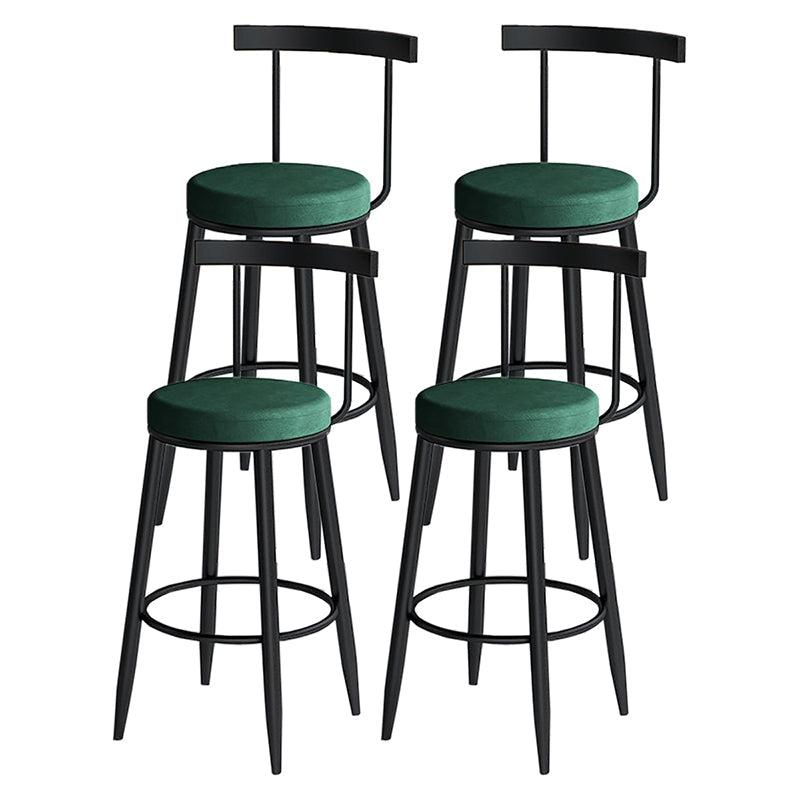 Modern Style Iron Bar Stool Low Back and Footrest Living Room Simple Bar Stool Green 4 Piece Set Clearhalo 'Bar Furniture' 'Bar Stools' 'bar_stools' 'furn' 'furn_bar_stools' 'furniture_bar_stools' 'Kitchen & Dining Furniture' 'kitchen&dining_furn' 'kitchen' 'kitchen_furn' Furniture' 4537351