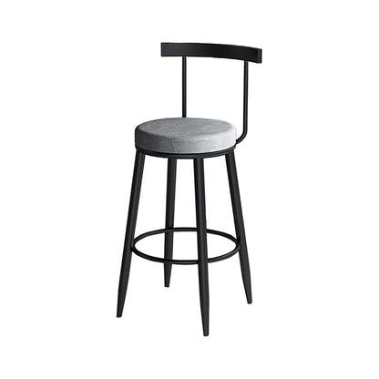 Modern Style Iron Bar Stool Low Back and Footrest Living Room Simple Bar Stool Grey 1 Piece Clearhalo 'Bar Furniture' 'Bar Stools' 'bar_stools' 'furn' 'furn_bar_stools' 'furniture_bar_stools' 'Kitchen & Dining Furniture' 'kitchen&dining_furn' 'kitchen' 'kitchen_furn' Furniture' 4537352