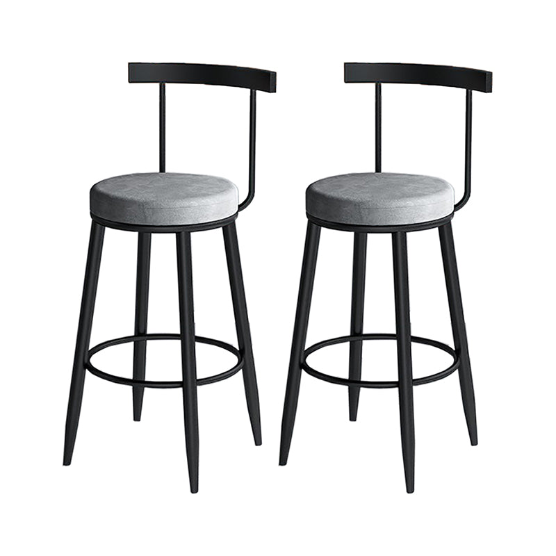 Modern Style Iron Bar Stool Low Back and Footrest Living Room Simple Bar Stool Grey 2 Piece Set Clearhalo 'Bar Furniture' 'Bar Stools' 'bar_stools' 'furn' 'furn_bar_stools' 'furniture_bar_stools' 'Kitchen & Dining Furniture' 'kitchen&dining_furn' 'kitchen' 'kitchen_furn' Furniture' 4537355