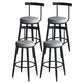 Modern Style Iron Bar Stool Low Back and Footrest Living Room Simple Bar Stool Grey 4 Piece Set Clearhalo 'Bar Furniture' 'Bar Stools' 'bar_stools' 'furn' 'furn_bar_stools' 'furniture_bar_stools' 'Kitchen & Dining Furniture' 'kitchen&dining_furn' 'kitchen' 'kitchen_furn' Furniture' 4537357