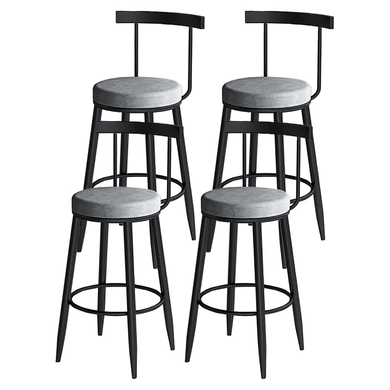 Modern Style Iron Bar Stool Low Back and Footrest Living Room Simple Bar Stool Grey 4 Piece Set Clearhalo 'Bar Furniture' 'Bar Stools' 'bar_stools' 'furn' 'furn_bar_stools' 'furniture_bar_stools' 'Kitchen & Dining Furniture' 'kitchen&dining_furn' 'kitchen' 'kitchen_furn' Furniture' 4537357