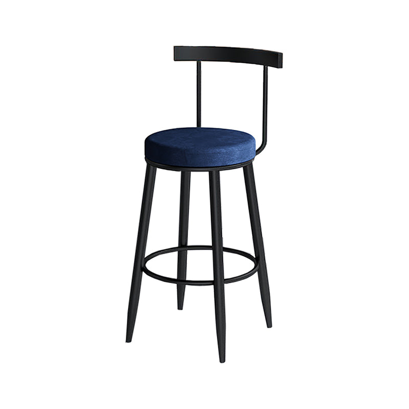 Modern Style Iron Bar Stool Low Back and Footrest Living Room Simple Bar Stool Blue 1 Piece Clearhalo 'Bar Furniture' 'Bar Stools' 'bar_stools' 'furn' 'furn_bar_stools' 'furniture_bar_stools' 'Kitchen & Dining Furniture' 'kitchen&dining_furn' 'kitchen' 'kitchen_furn' Furniture' 4537358